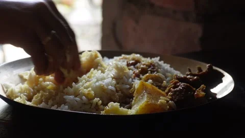 Rice and Meat Curry Video stock 333923912
