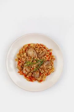 Rice And Meat Stock-Fotos