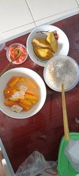 Rice and side dish on the table Stock Photos