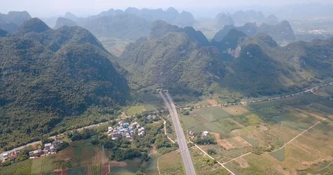 Rice and sugar cane fields of south China aerial view Stock Footage 114650553