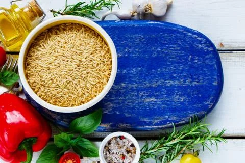 Rice and vegetables Stock Photos