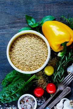 Rice and vegetables Stock Photos