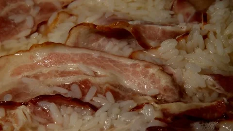 Rice with bacon Stock Footage 250357213