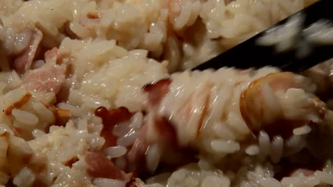 Rice with bacon Stock Footage 250357290