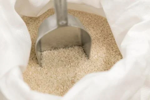 Rice in a bag. close-up Stock Photos