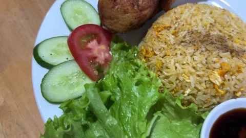 Rice beans grilled chicken steak salad, farofa Stock Footage 310446707