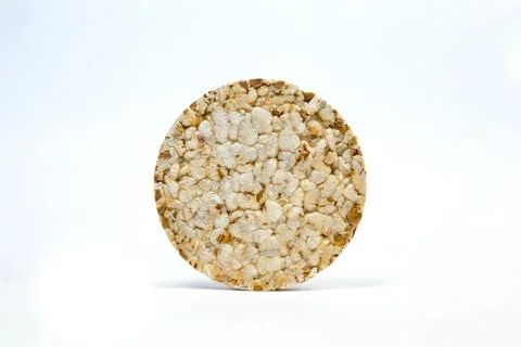 Rice bread on a white background, made from rice flakes Stock Photos