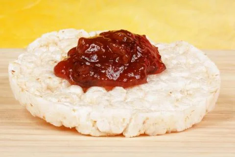 Rice cake with jam Stock Photos