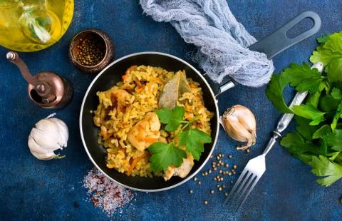 Rice with chicken Stock Photos