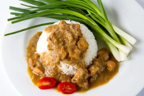 Rice with chicken stew Stock Photos