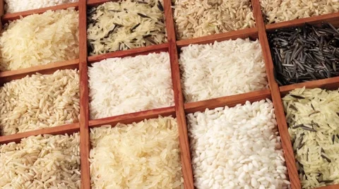 RICE IN CLOSE UP MACRO TRACKING SHOT OVERHEAD 動画素材 62231505