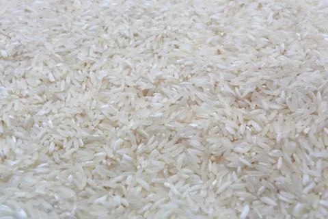 Rice closeup on white background Foto stock