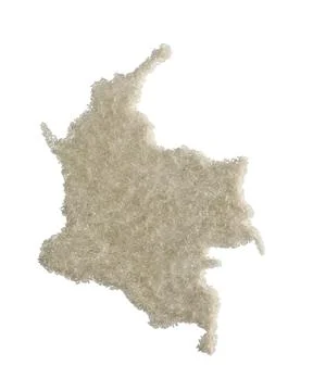 Rice Colombia map, Mapa de Colombia hecho en arroz blanco crudo, editorial .. 写真素材