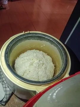 Rice in a cooker 스톡 사진