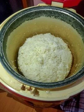 Rice in a cooker 스톡 사진