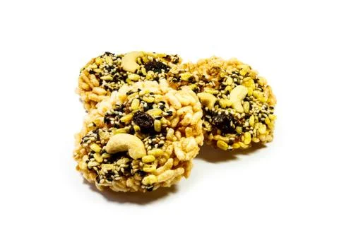Rice crackers on white background Stock Photos