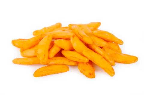 Rice crackers on white background Stock Photos