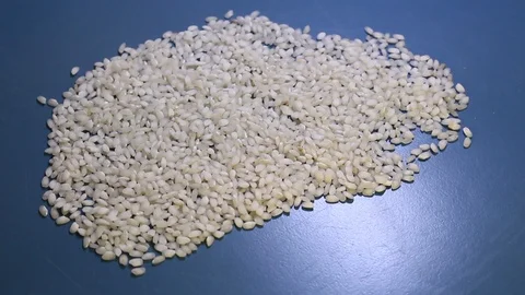 Rice cultivation and processing, rice on a table Video stock 110809675