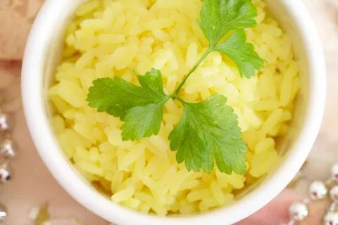 Rice with curcuma Stock Photos