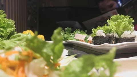 Rice dishes in the restaurant Stock Footage 70541606