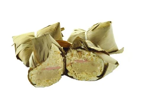 Rice dumpling on white background Stock Photos