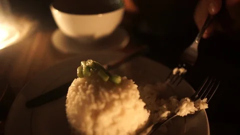 Rice during Candlelight Dinner Video stock 88222429