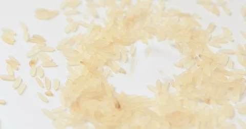 Rice falling against White Background. 스톡 동영상 95503094