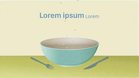 Rice falling into Bowl with Editable Text Vector Illustrazione stock