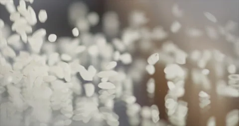 Rice falls on a mirror surface Stock Footage 198345433