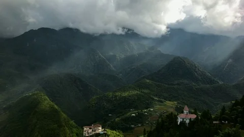 Rice fields on terraced of Sapa (Sa Pa), Vietnam. Rice fields prepared to har Stock Footage 77497504
