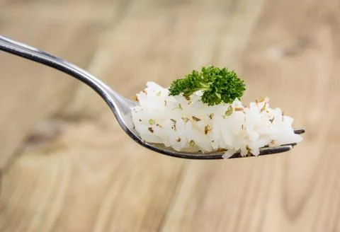 Rice on a fork Stock Photos