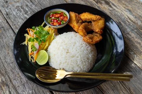 Rice fried fish Fotos Stock