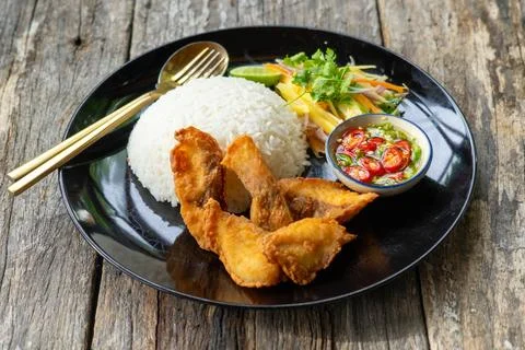 Rice fried fish Fotos Stock