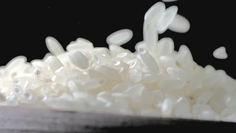 Rice grain grain falling, macro closeup Stock-Footage 234164442
