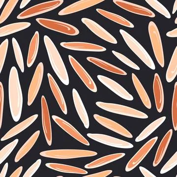 Rice grain seamless pattern. Vector color sereals Stock Illustration