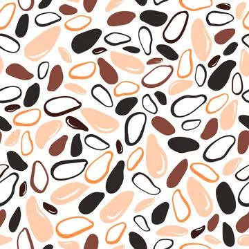 Rice grain. Vector seamless pattern. Natural organic seed. Hand drawn brown a Stock Illustration