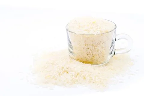 Rice grain on white background Stock Photos