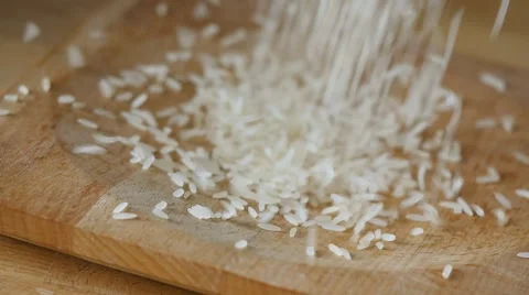 Rice grains falling in slow motion Stock Footage 49098496