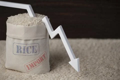 Rice import. Decrease in imports of rice and grain crops. World food crisis 写真素材