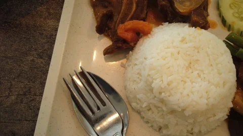 Rice with lamb curry Stock Footage 105399042