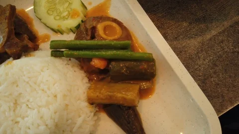 Rice with lamb curry Stock Footage 105399099