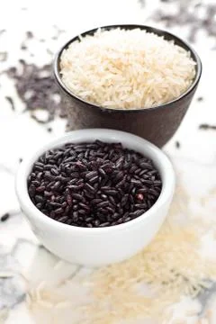 Rice on marble table. Stock Photos