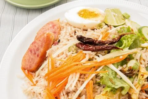 Rice mixed with shrimp paste Stock Photos