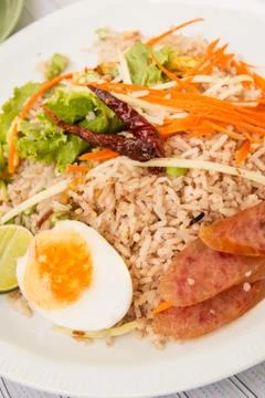 Rice mixed with shrimp paste Stock Photos