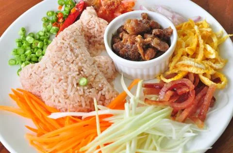 Rice mixed with shrimp paste Foto stock