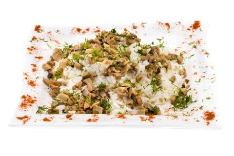Rice with mushrooms Stock Photos