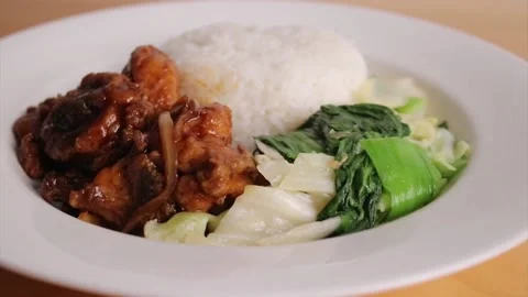 Rice Oriental Food Pan Right Stock Footage