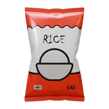 Rice packaging 3d design element Illustrazione stock