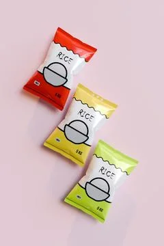 Rice packaging 3d illustration background Stock Illustration