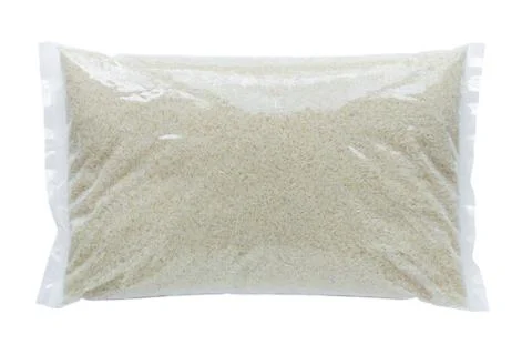 Rice packed in a plastic bag Stock Photos